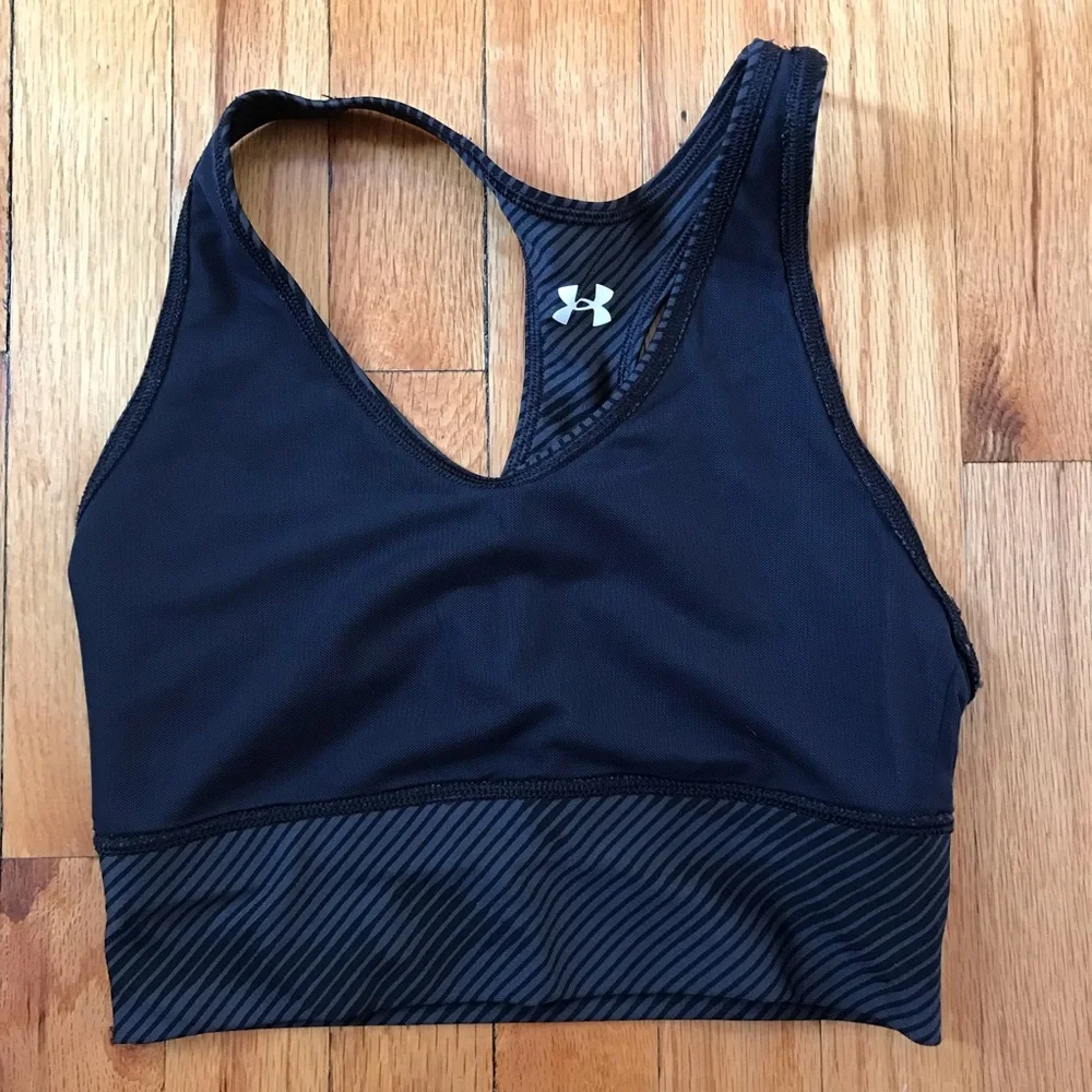 Under Armour Black Striped Sports Bra Small